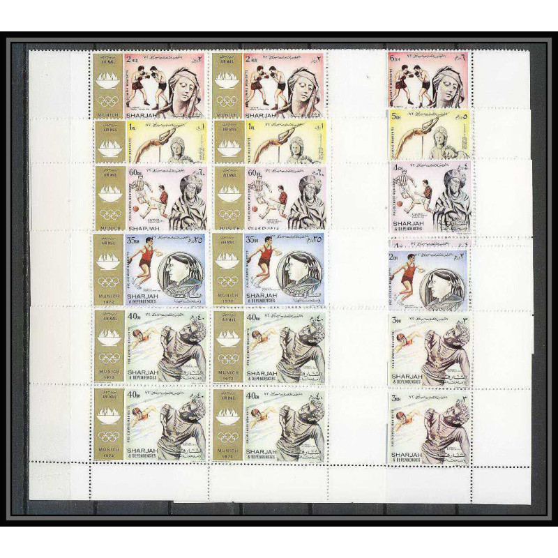 124c - Sharjah MNH ** Mi N°839/848 A jeux olympiques (summer olympic games) munich 72 Football (Soccer) boxe bloc 4