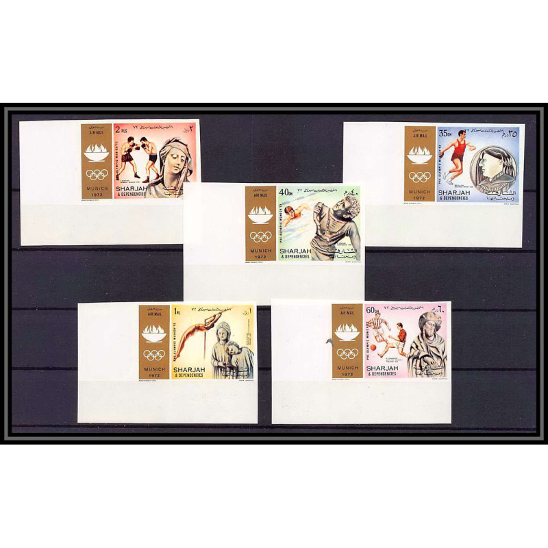 125 - Sharjah MNH ** Mi N°844/848 B jeux olympiques olympic games munich 72 Non dentelé imperf soccer
