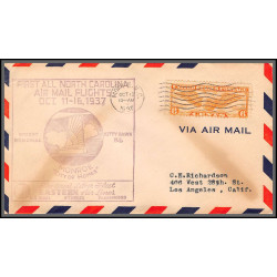 12111 monroe winston salem fort bragg burlington 12/10/1937 premier vol first all north carolina air mail flights lot 6 