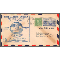 12111 monroe winston salem fort bragg burlington 12/10/1937 premier vol first all north carolina air mail flights lot 6 