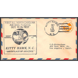 12111 monroe winston salem fort bragg burlington 12/10/1937 premier vol first all north carolina air mail flights lot 6 
