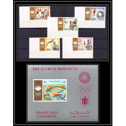 125a - Sharjah MNH ** Mi N°844/848 B +BLOC 89 B jeux olympiques olympic games munich 72 Non dentelé imperf 