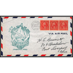 12151 am 1002 experimental pick up route connellsville 28/5/1939 premier vol first flight lettre airmail cover usa 