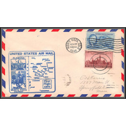 12174 am 73 monte vista 27/11/1946 premier vol first flight lettre airmail cover usa aviation