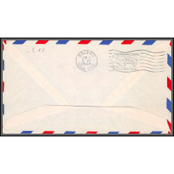 12190 enveloppe violet fam 34 houston to balboa canal zone 4/6/1948 premier vol first flight lettre airmail cover usa 