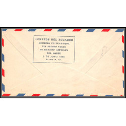 12195 enveloppe violet fam 34 houston to guayaquil ecuador equateur 7/6/1948 premier vol first flight airmail entier 
