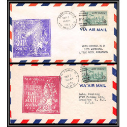 12217 lot 2 couleurs fam 24 boston dusseldorf 2/9/1950 premier vol first flight lettre airmail cover usa aviation