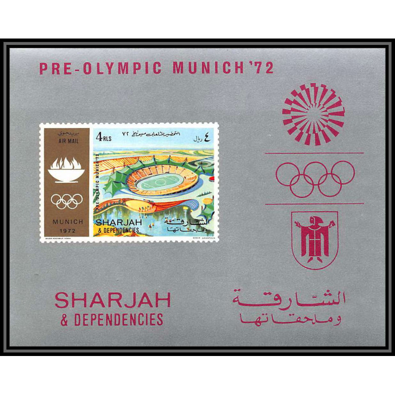 126 - Sharjah MNH ** Mi N°89 B jeux olympiques olympic games Non dentelé imperf munich 72 stadium
