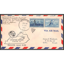 12224 dedicated stanton airport 29/8/1953 premier vol first flight lettre airmail cover usa aviation