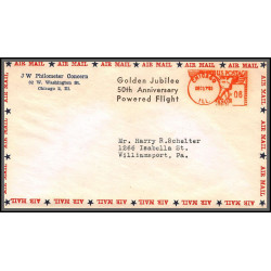 12225 chicago golden jubilee 50th anniversary powered flight 17/12/1953 premier vol first lettre airmail cover usa