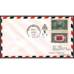 12226 pittsburgh 15/4/1953 lettre airmail cover usa aviation