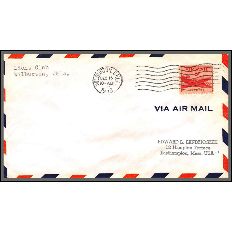 12227 lions club wilburton 15/12/1953 lettre airmail cover usa aviation