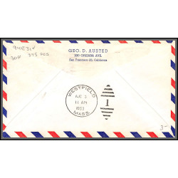 12238 am 94 pittsfield 3/8/1953 premier vol first flight lettre airmail cover usa aviation