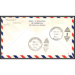 12241 am 94 springfield 1/8/1953 premier vol first flight lettre airmail cover usa aviation