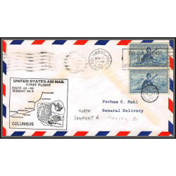 12245 am 88 columbus 1/4/1953 premier vol first flight lettre airmail cover usa aviation