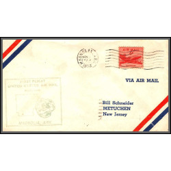 12247 am 82 magniolia 1/11/1953 premier vol first flight lettre airmail cover usa aviation