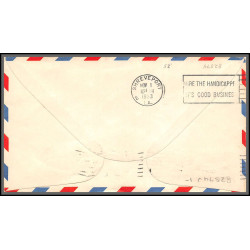 12248 am 82 magniolia 1/11/1953 premier vol first flight airmail stationery entier usa aviation