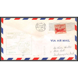 12249 cachet vert am 88 marion 15/4/1953 premier vol first flight lettre airmail cover usa aviation