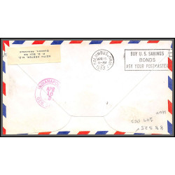 12249 cachet vert am 88 marion 15/4/1953 premier vol first flight lettre airmail cover usa aviation