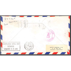 12254 lot 2 couleurs am 88 mansfield 15/4/1953 premier vol first flight lettre airmail cover usa aviation