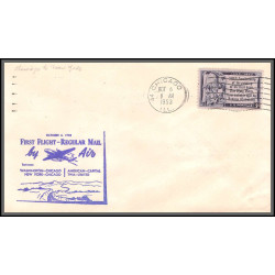 12264 twa united washington new york chicago 6/10/1953 premier vol first flight regular mail lettre airmail cover usa
