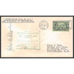 12266 signed signé twa united washington new york chicago 6/10/1953 premier vol first flight regular mail lettre airmail