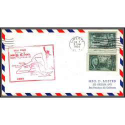 12274 am 94 liberty 7/6/1954 premier vol first flight lettre airmail cover usa aviation
