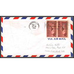 12277 am 88 danville 1/12/1954 premier vol first flight lettre airmail cover usa aviation