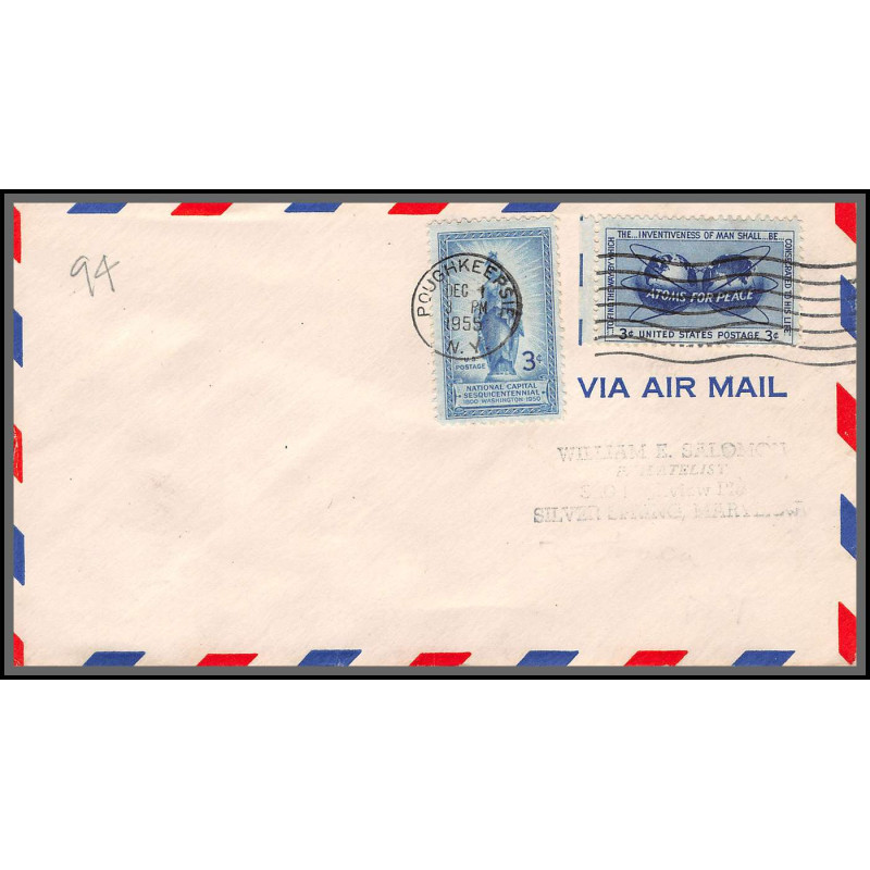 12290 Poughkeepsie 1/12/1955 premier vol first flight lettre airmail cover usa aviation