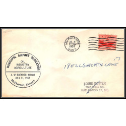 12301 dedication mc pherson municipal airport 31/7/1958 airport premier vol first flight lettre airmail cover usa 
