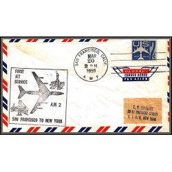 12308b am 2 first jet service san francisco to new york 20/3/1959 premier vol first flight lettre airmail cover usa 