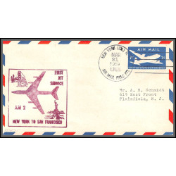 12310 am 2 first jet service new york to san francisco 21/3/1959 premier vol first flight airmail entier stationery usa 