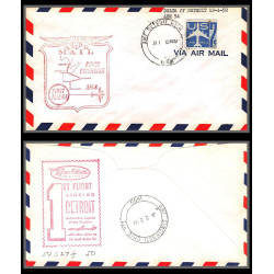 12328 am 8 detroit 12/1/1959 delta airlines premier vol first flight lettre airmail cover usa aviation