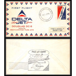 12344 am 8 royal service 1/11/1959 atlanta premier vol first delta jet flight lettre airmail cover usa aviation