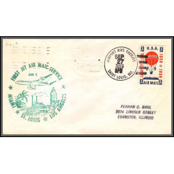 12346 am 2 san fancisco miami st louis 27/9/1959 premier vol first jet service flight lettre airmail cover usa aviation
