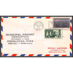 12349 municipal airport dedication oskalossa 11/10/1959 premier vol first flight lettre airmail cover usa aviation