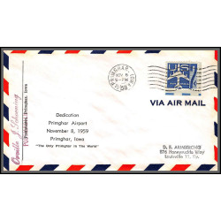 12358 airport dedication primghar 6/11/1959 premier vol first flight lettre airmail cover usa aviation