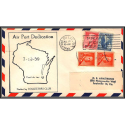 12363d airport dedication fond du lac 19/7/1959 premier vol first flight lettre airmail cover usa aviation
