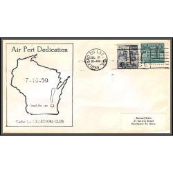 12363j airport dedication fond du lac 19/7/1959 premier vol first flight lettre airmail cover usa aviation