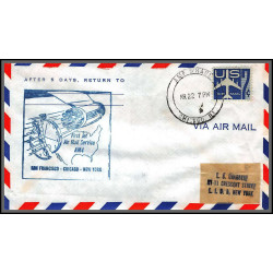 12365 cachet bleu am 4 san francisco chicago new york 22/3/1959 premier vol first flight lettre airmail cover usa 