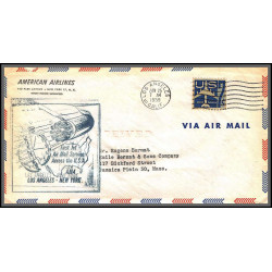 12368 cachet bleu am 4 los angeles new york 25/1/1959 premier vol first flight lettre airmail cover usa aviation
