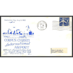 12373 airport inauguration corpus christi 6/8/1960 premier vol first flight lettre airmail cover usa aviation