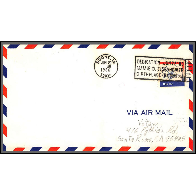 12380 airport dedication boone 22/6/1960 premier vol first flight lettre airmail cover usa aviation