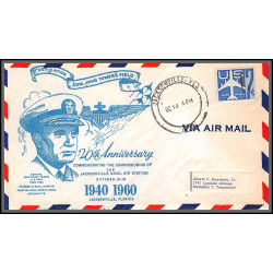 12391f 20 th anniversary jacksonville naval air station 14/10/1960 airmail entier stationery usa aviation