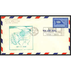 12635 am 4 12/7/1959 premier vol first flight lettre airmail cover usa new york dallas united nations aviation