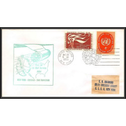 12641 am 4 22/3/1959 premier vol first flight lettre airmail cover usa new york chicago san francisco united nations