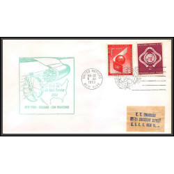 12642 am 4 22/3/1959 premier vol first flight lettre airmail cover usa new york chicago san francisco united nations