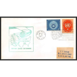 12643 am 4 22/3/1959 premier vol first flight lettre airmail cover usa new york chicago san francisco united nations