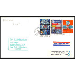 12646 lufthansa boing 747 1/11/1970 premier vol first flight lettre airmail usa new york hamburg germany united nations