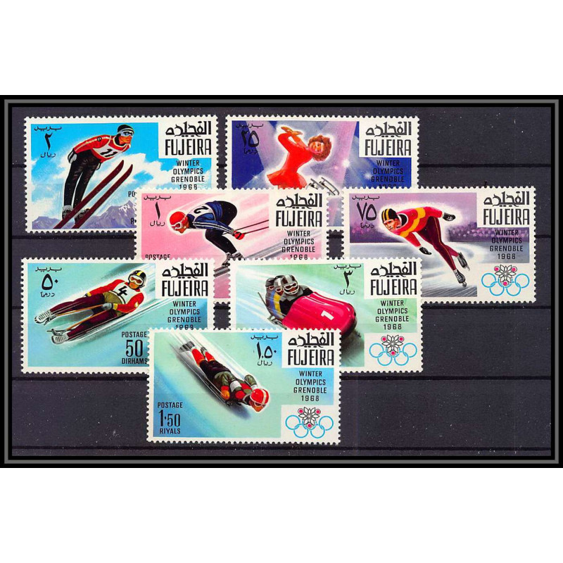 129 - Fujeira MNH ** Mi N°214/220 A jeux olympiques (winter olympic games) GRENOBLE 1968 skating bob ski skeleton